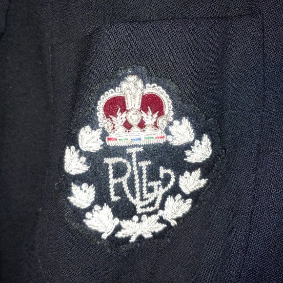 Vintage Lauren Ralph Lauren double breasted wool embroidered crest blazer Sz 1… - Picture 3 of 7